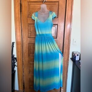 Blue and Green Gradient Maxi Dress